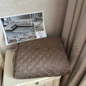 Велюровий дивандек Ромб - коричневий, 2 шт.- 90*160; 1 шт.- 90*210