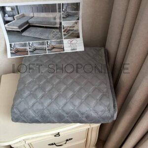 Велюровий дивандек Ромб - сірий, 2 шт.- 90*160; 1 шт.- 90*210